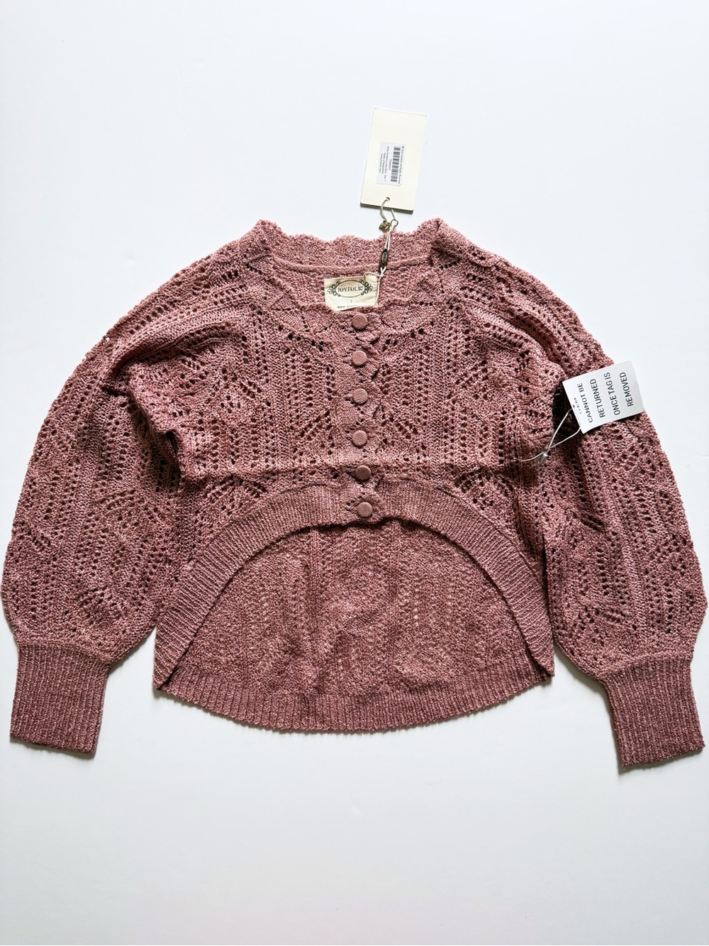 Joyfolie Girl Jelina Sweater Cardigan in Ashe Rose size 7 years NWT